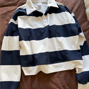Target Navy and White Striped Rugby Pullover